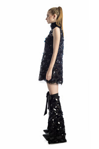 Black Pearl Sequin Mini Dress For Women