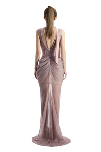 back view Majestic Orchid Gown - Elegant Pink Gown