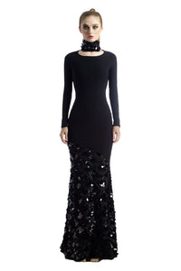 NOIR OPULENCE GOWN - Sequin Adorned Black Gown