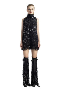 Black Pearl Sequin Mini Dress